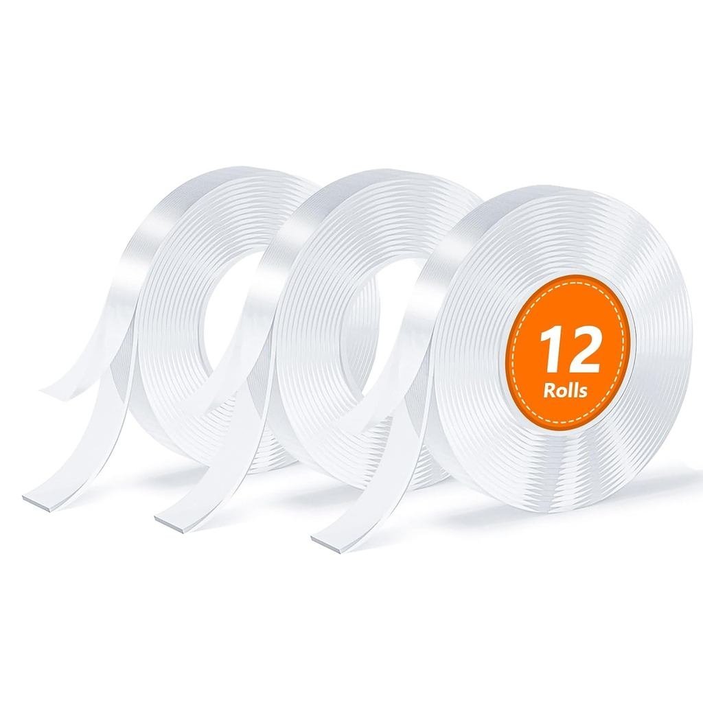 12 Rolls Double Sided Tape, Nano Tape, Transparent Adhesive Tape, Traceless Adhesive Tape, Removable