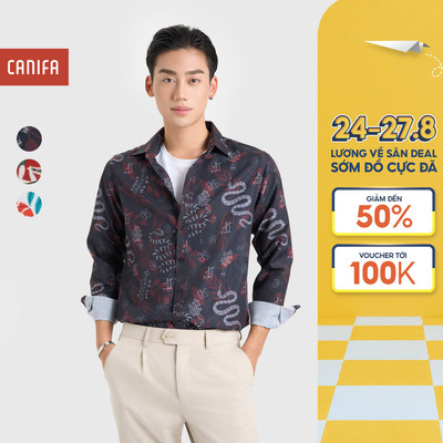 Áo sơ mi nam CANIFA dài tay tràn họa tiết 8TH25S013