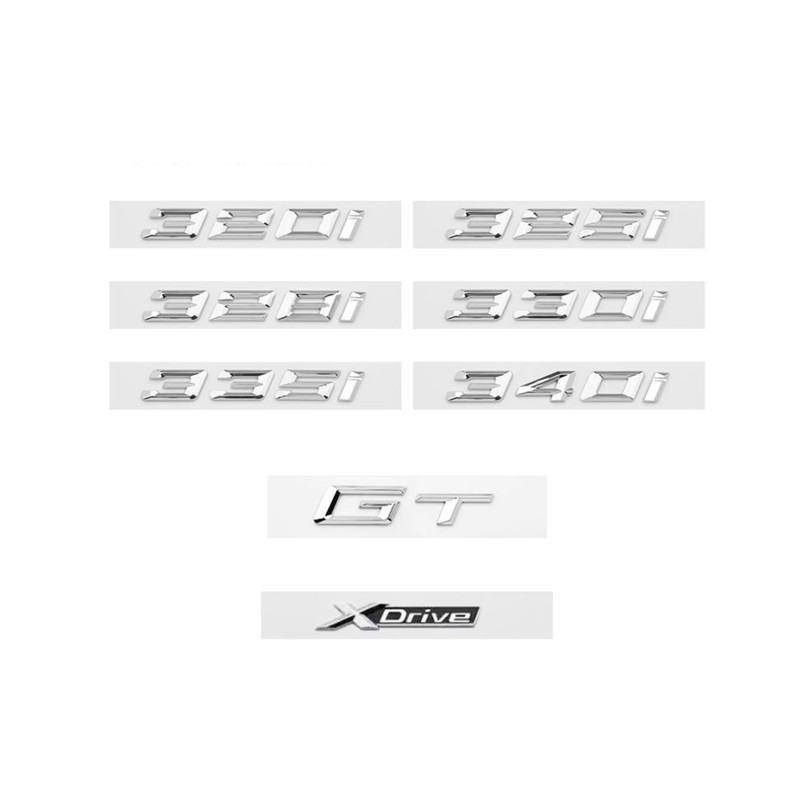 Cao Cấp-Chrome Bạc GT 320i 320d 325i 325d 330i X-Drive ABS Số Chữ Biểu Tượng Cho Xe BMW 3 Series E90