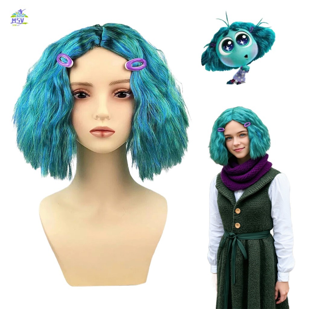 Cosplay Inside Out Disgust Green Tóc giả Halloween Joy Anger Hairpiece cho Cosplay Show Halloween Bu