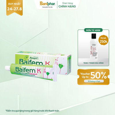 Gel Bảo Vệ Dịu Nhẹ Baifem K Làm Dịu Nhẹ Nhanh, Giảm Cảm Giác Khó Chịu Gây Ra Do Ngứa 15g