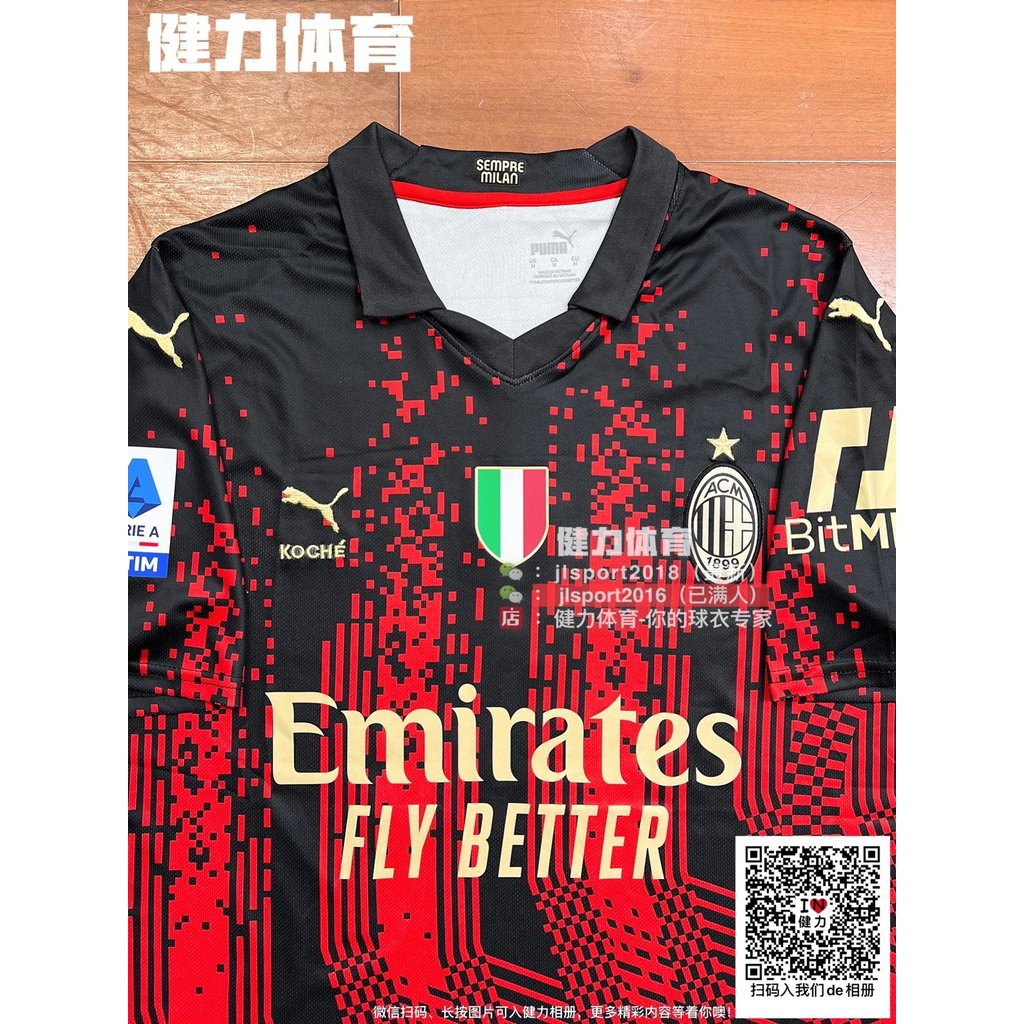 Áo bóng đá AC Milan 2022-23 phiên bản fan, sân khách thứ ba, đồng thương hiệu Giroud/Ibrahimovic, fo