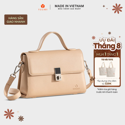 Túi Yuumy (Thời trang nữ nắp gập khoá xoay thanh lịch size 21 - Túi đeo chéo da Seasand YN302) Bagsmart
