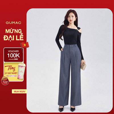 Quần Công Sở GUMAC Form Ống Rộng Thiết Kế Tối Giản Thoải Mái Thanh Lịch Hiện Đại LQG05069