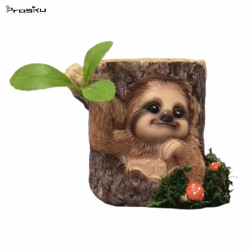 Prasku Sloth Planter Đáng Yêu mọng nước Chậu hoa Sloth Chậu cây nhỏ gọn