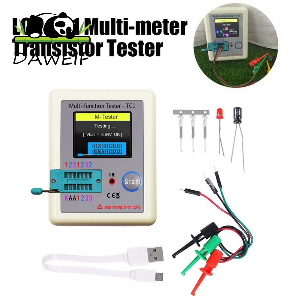 DAWEIF Nhiều mét Transistor Tester Đèn nền 1.8 “TFT LCR-TC1 LCD Diode Triode Tụ điện
