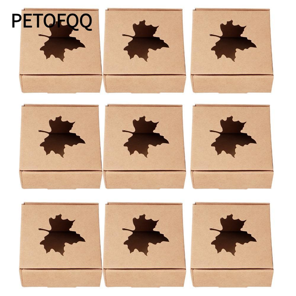PETOFQQ 50 Chiếc Hộp Quà Tặng Giấy Kraft, Thiết Kế Cắt Lá Phong Giấy Kraft Hộp Đóng Gói Giấy Kraft, 