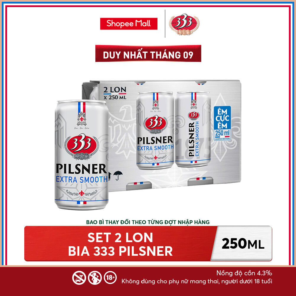 Set 2 lon bia 333 Pilsner 250ml - Nồng độ cồn 4.3%