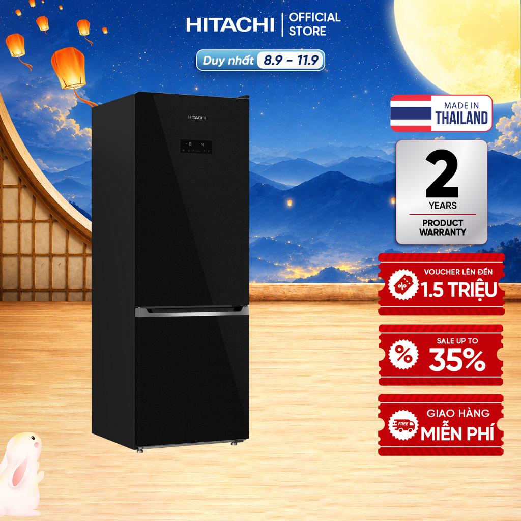 [MIỄN PHÍ GIAO HN HCM]Tủ Lạnh Hitachi HRBN6340DUVN 323L,2 Cánh Ngăn Đông Dưới, Inverter x Làm lạnh k