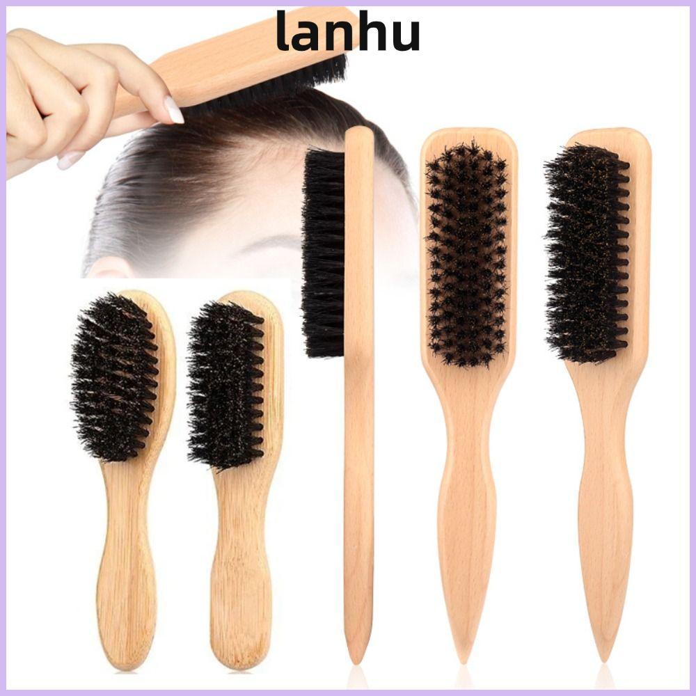 Bàn chải tóc lông LANHU Boar, Thiết kế lưng Bàn chải tóc mượt mà, Chức năng trêu chọc bằng gỗ chuyên