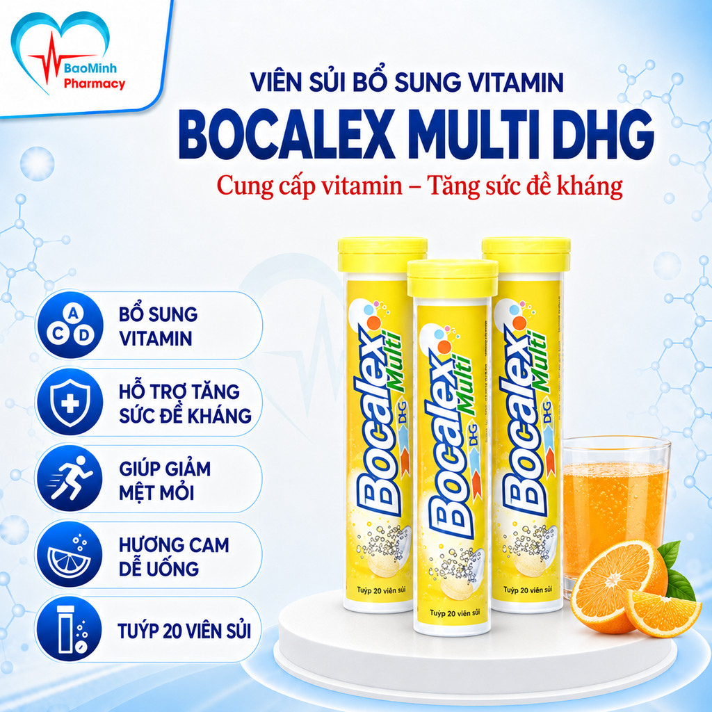 Viên sủi bổ sung vitamin BOCALEX Multi DHG tuýp 20 viên