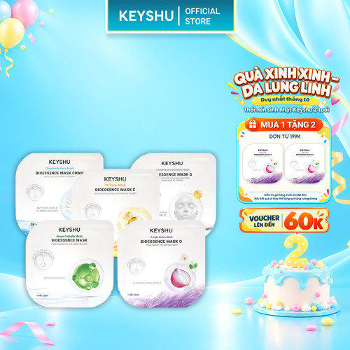 Combo 5 Miếng Mặt Nạ KEYSHU Dưỡng Ẩm, Làm Mềm Da, Hỗ Trợ Ngừa Lão Hóa 1 Miếng 30ML