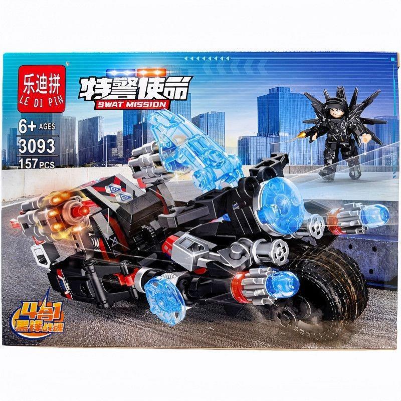 LeDi Pin 3093 City Mecha Mission 4 trong 1 Kết hợp cạnh đen Trận chiến Soul Mecha Fighter Khối xây d