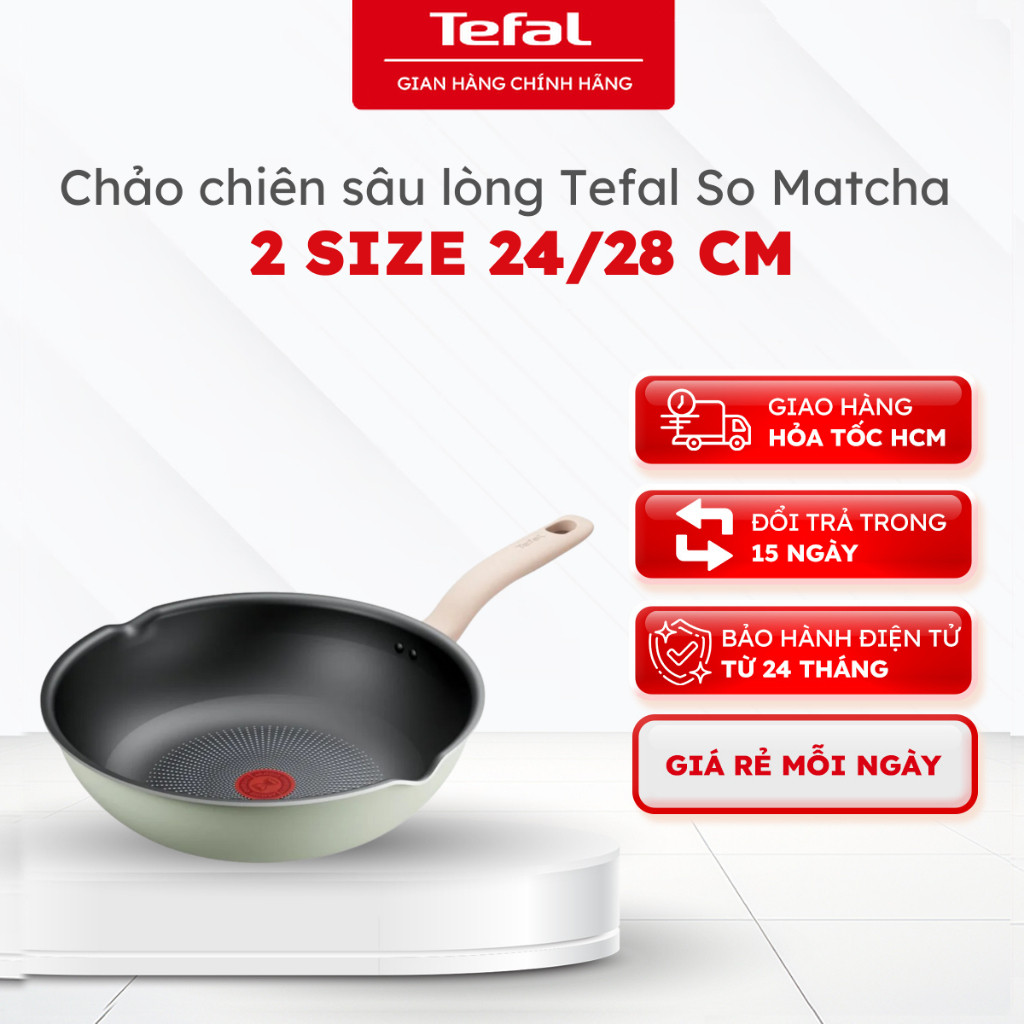 Chảo chiên sâu lòng Tefal So Matcha 2 size 24/28 cm - Hàng chính hãng [HỎA TỐC HCM]