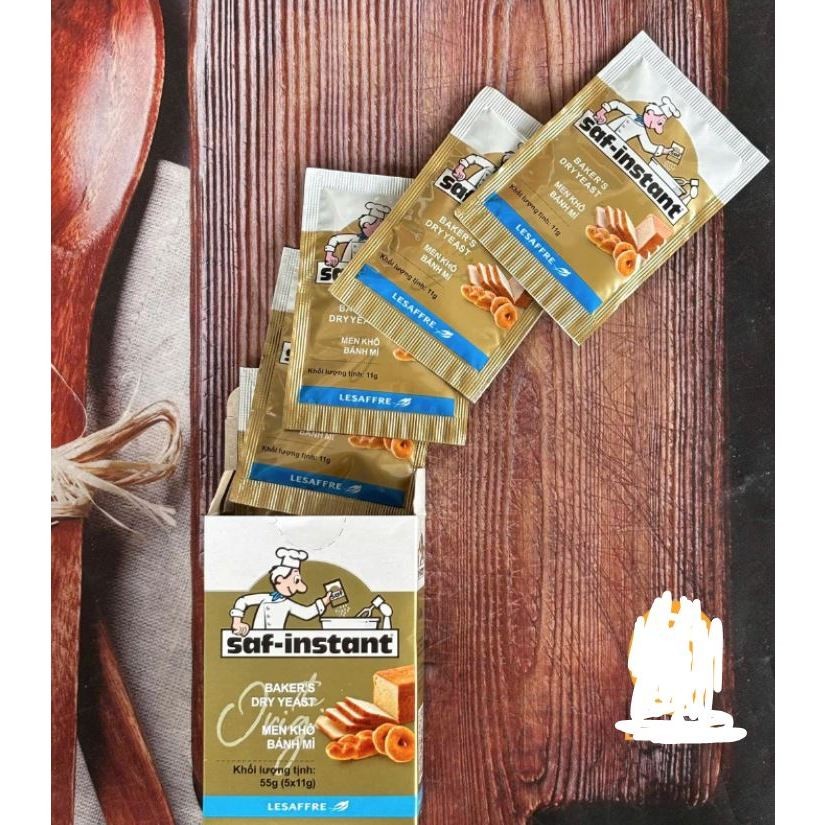 Men vàng-DATE 26/10/2026- Hộp 5 gói Men nở Ngọt 11gam/gói nhãn vàng hiệu đầu bếp SAF - Instant 55g - Hellashop Chương Mỹ
