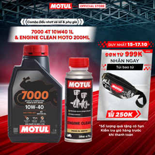 Combo Dầu nhớt xe máy MOTUL 7000 4T 10W40 1L và Phụ gia vệ sinh hệ thống nhiên liệu xe máy-FUEL SYSTEM CLEAN MOTO 200ml