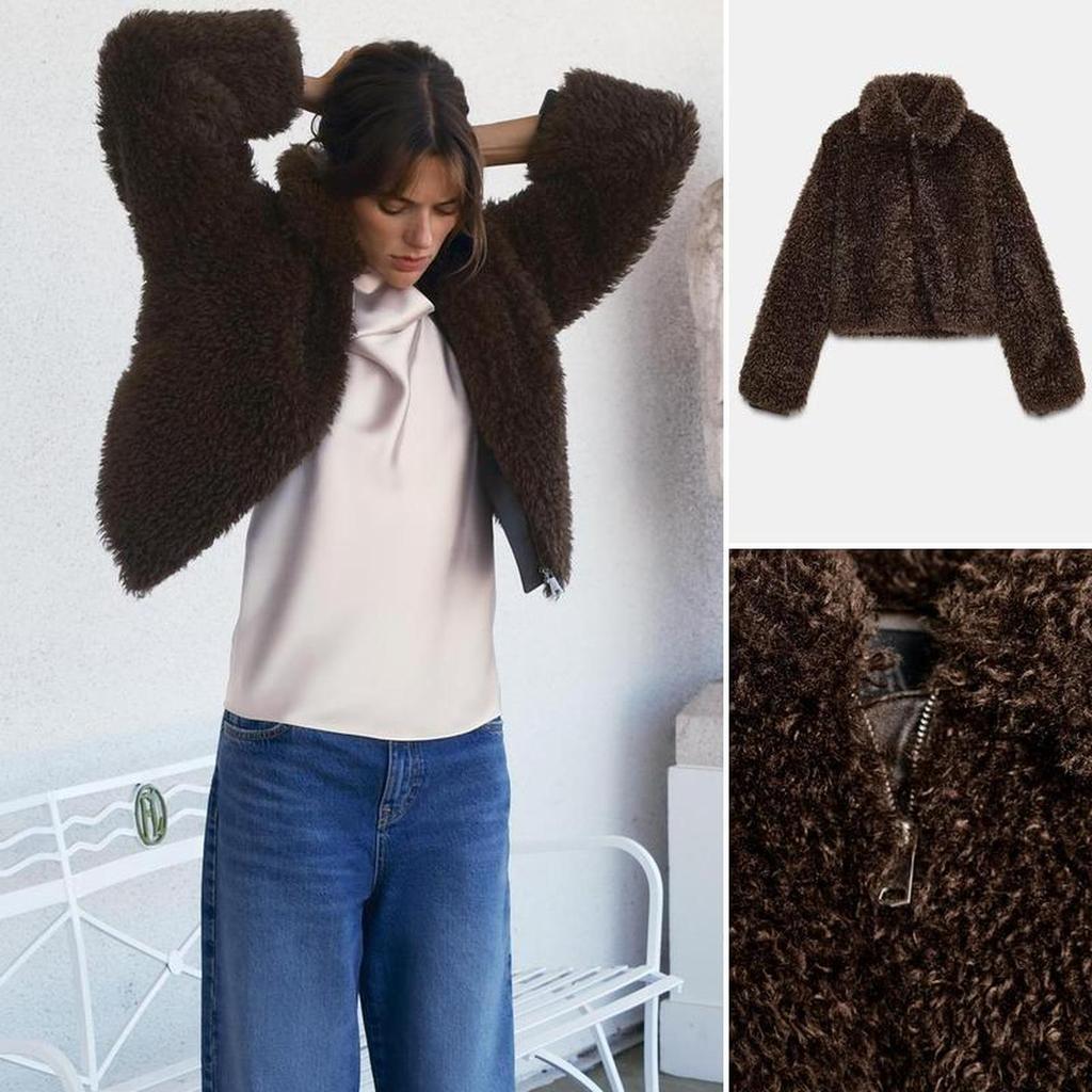 Zara Đầu Thu - Áo Khoác Lông Cừu Dài Tay