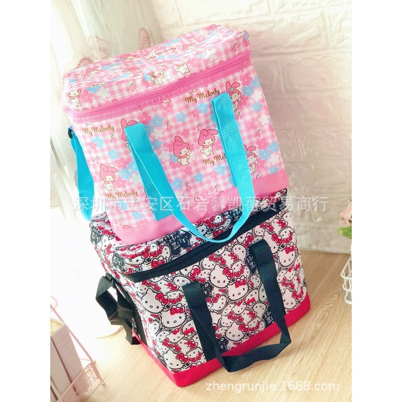 [SG Seller] Cute Hello kitty Melody Snoopy Cartoon Character Picnic Bag Portable Thermal Storage Bas