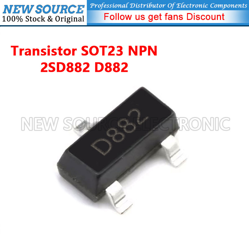 [20-100 chiếc] 2SD882 D882 SOT23 NPN Bộ chuyển đổi nguồn SMD Chip Triode Nguồn mới