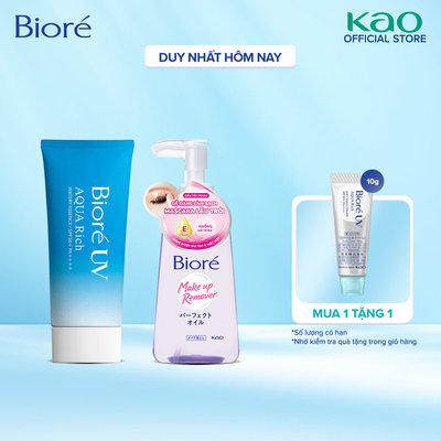 Combo Chống Nắng Màng Nước Dưỡng Ẩm Biore UV Aqua Rich 50g và Dầu Tẩy Trang Biore Make Up Remover Perfect Oil 150ml