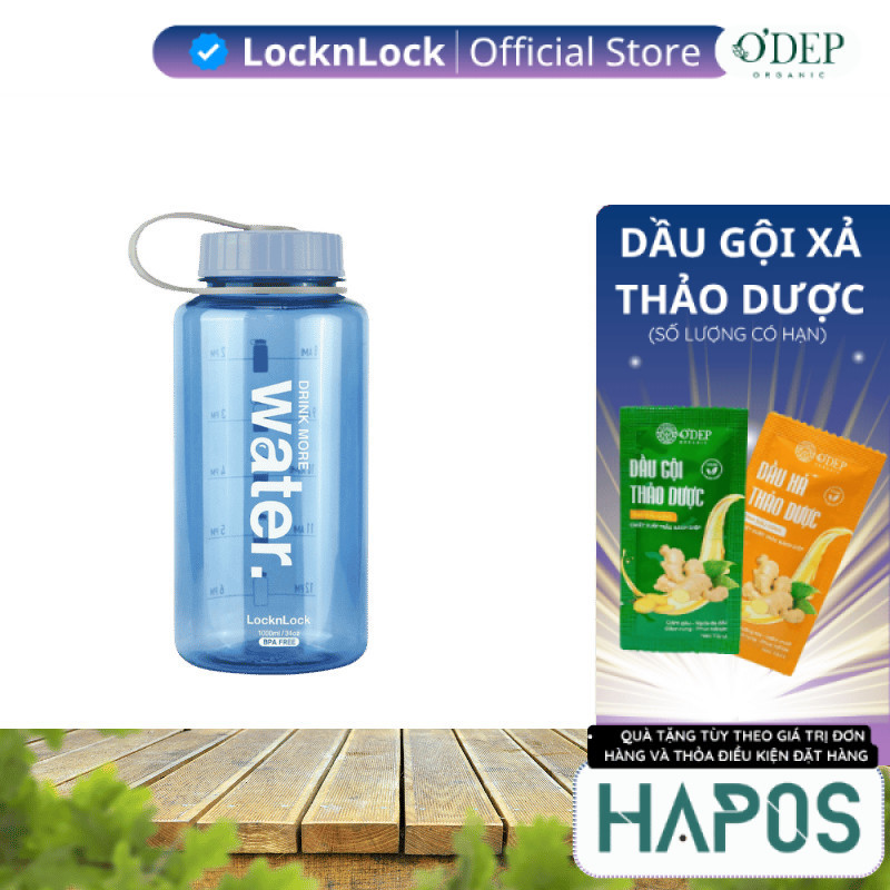 Bình nước LocknLock Helper Bottle 1L - Màu xanh dương Chính hãng  ABF610NBLU  - HAPOS LSA