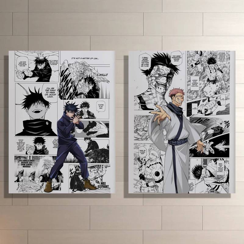 Jujutsu Kaisen Canvas Wall Art Set, Megumi Fushiguro & Sukuna Canvas Tác phẩm nghệ thuật để trang tr