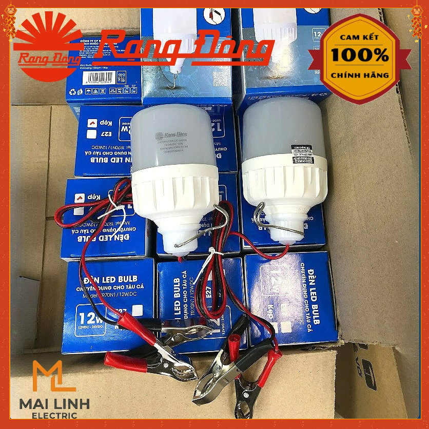 {Rạng Đông Mẫu Mới} Bóng đèn Led bulb kẹp ắc quy 12W - Sử dụng Dòng điện 12V đến 24V DC - Ắc Quy