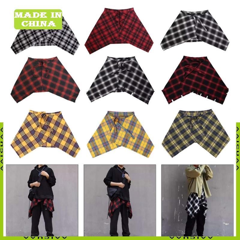 AA Lớp Bọc Không Đều Váy Buộc Hiphop Checkerer Hiphop Hip Scarf Áo Sơ Mi Extender