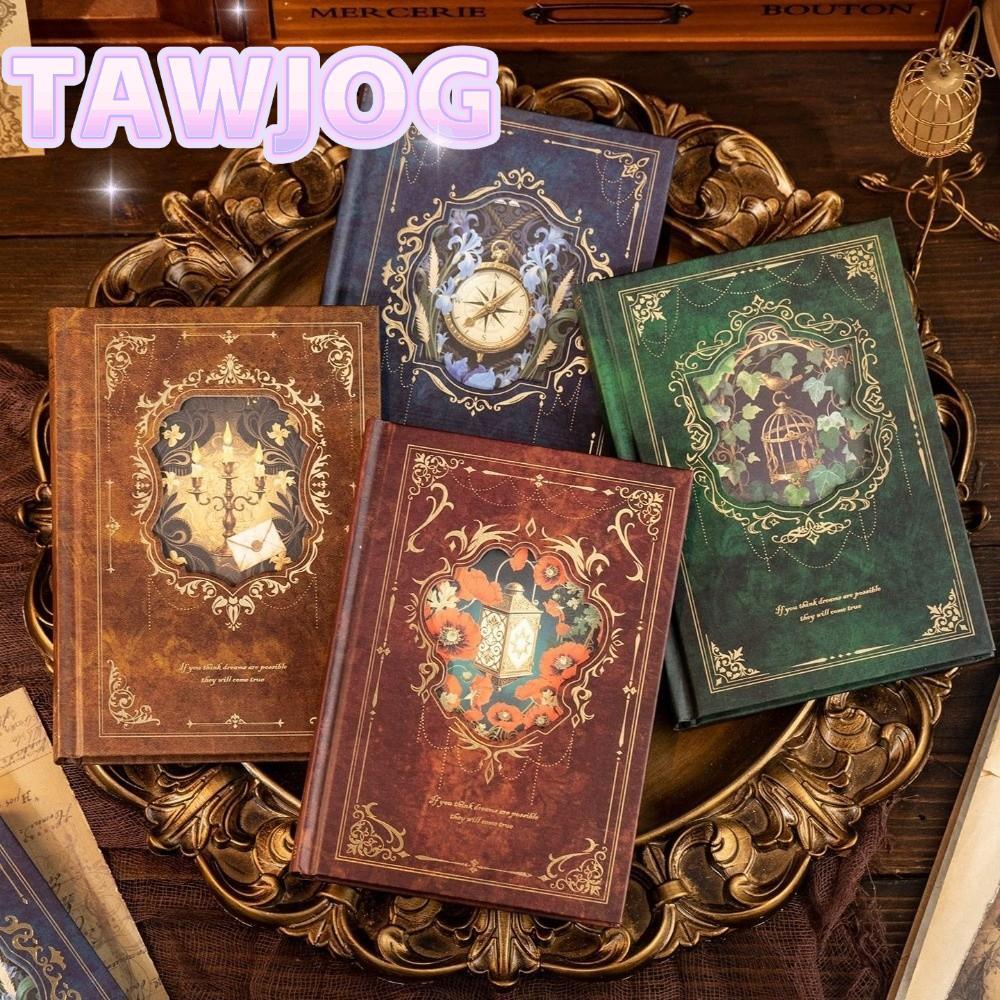 TAWJOG Nhật Ký A6, Century Hymn Series Scrapbooking A6 Bìa Cứng Sổ Tay, Retro DIY 192 Tờ Tạp Chí Not