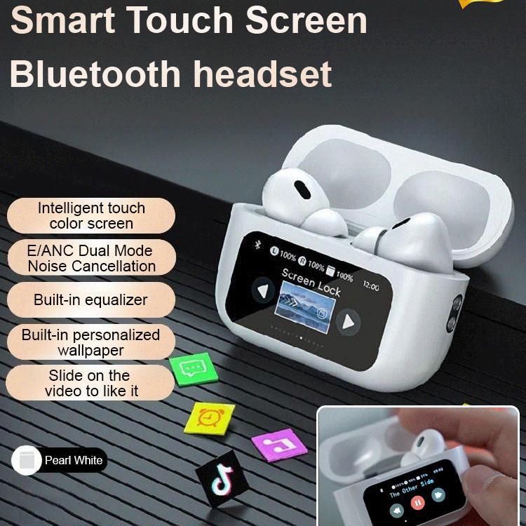 Tai nghe Bluetooth A9pro mới ANC ENC Giảm nhiễu kép Màn hình cảm ứng thông minh Âm nhạc thể thao Tai