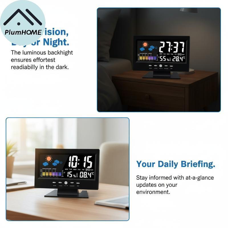 PlumHOME Weather Station Clo với thiết kế hiện đại với nhiệt kế đo độ ẩm và lịch cho ngôi nhà đương 