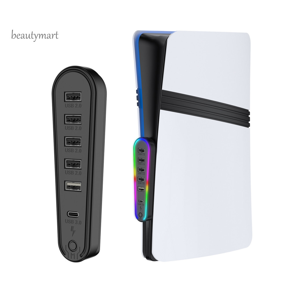 Bộ chuyển đổi bộ sạc đa cổng Hub USB 6 cổng có mở rộng USB cắm và chạy Rgb cho Ps5 Pro Ps5 Truyền dữ