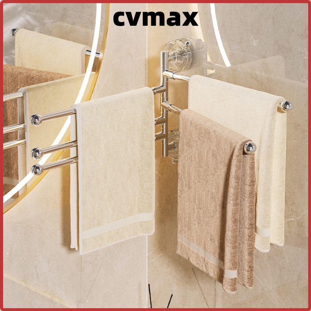 Thanh treo khăn CVMAX, 180° Giá treo khăn nhựa xoay, thanh 3 / 4 / 5 không đục lỗ Dụng cụ sắp xếp ph
