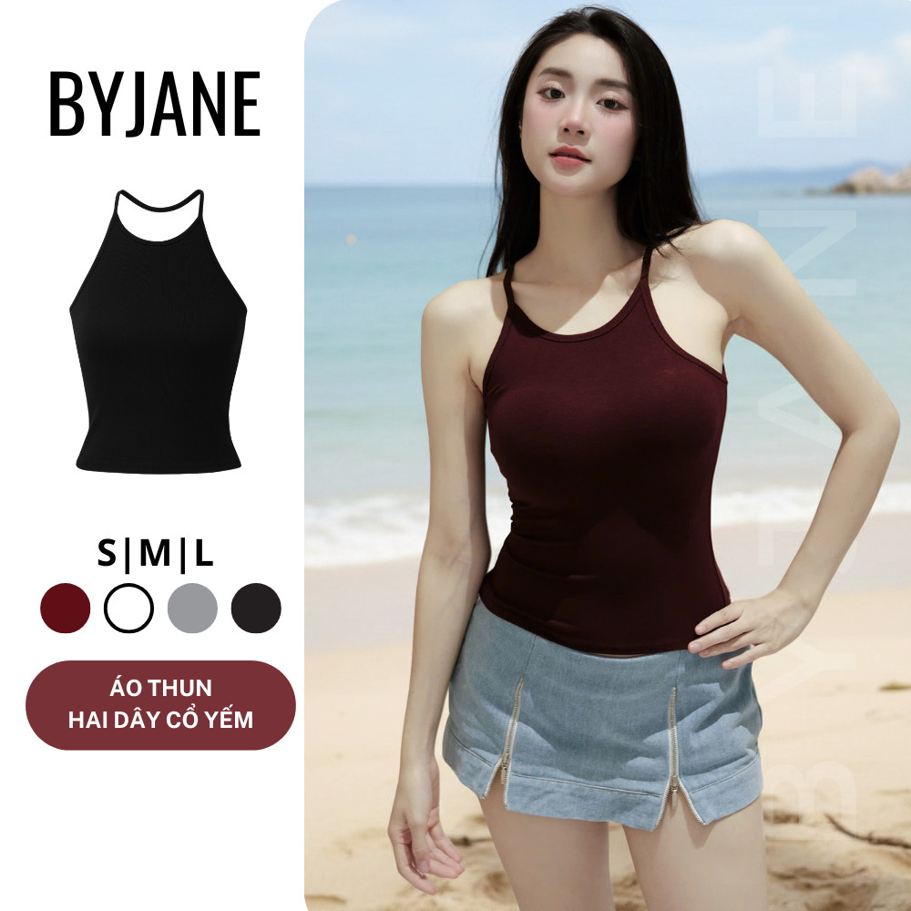 (MỎ BÁN) Áo 2 Dây Cổ Yếm BYJANE Co Dãn 4 Chiều -113