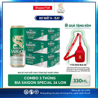 [HỎA TỐC HCM] Nồng Độ Cồn 4.9% - Combo 3 Thùng 24 Lon Bia Saigon Special 330ml
