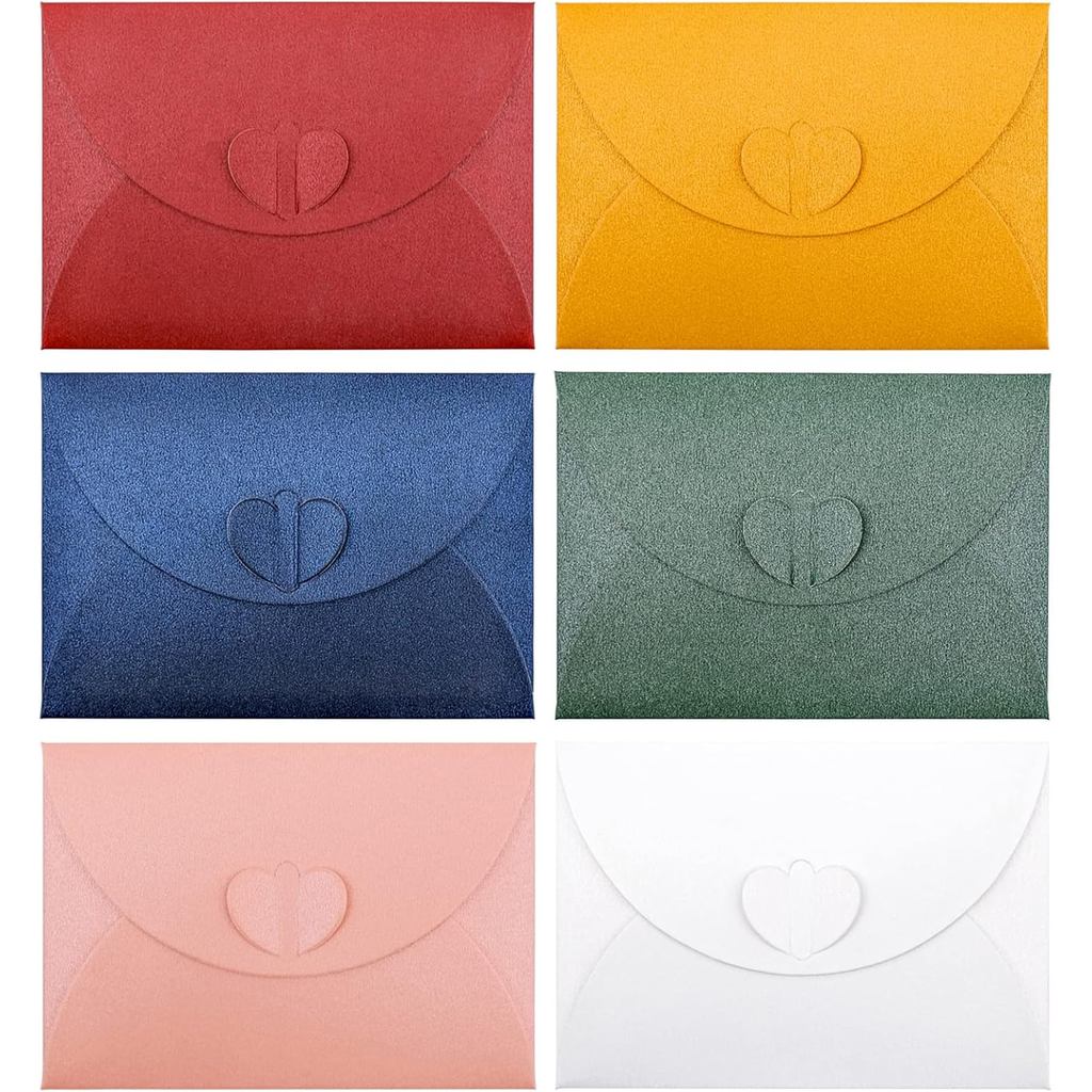 30 PCS Colored Gift Envelopes, 2.7 x 3.9 inch Mini Envelope with Heart-shaped Clasp, Cute Pocket Env