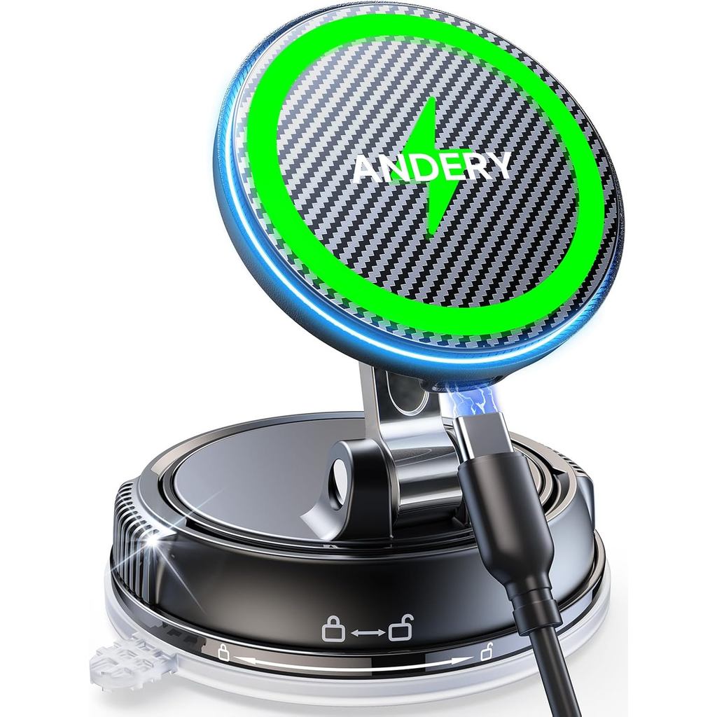 ANDERY Only for iPhone Magsafe Car Mount Charger [15W Wireless Faster Charging, 78+LBS Strongest Suc