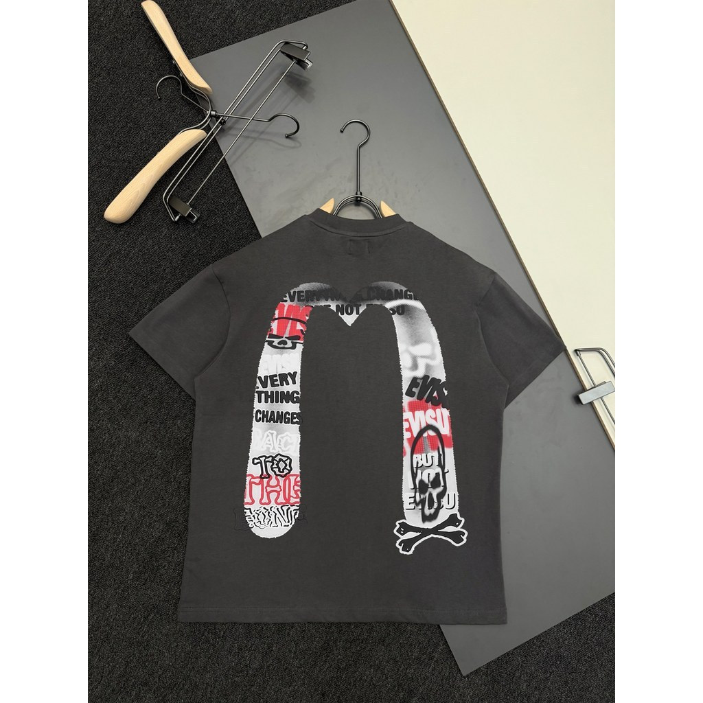 Áo thun Evisu / Áo thun Evisu in hình ngắn tay nam nữ Áo thun đi lại Áo thun cổ tròn Áo thun ngắn ta