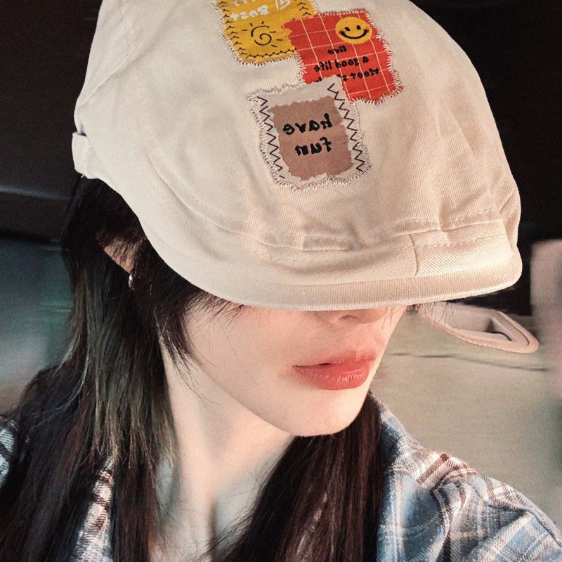 Miếng Dán Beret Nữ Mặt Nhỏ Phù Hợp Với Mũ Phía Trước Retro Đầu Lớn Tuần Hoàn Mũ Newsboy#7. 15al.xue 