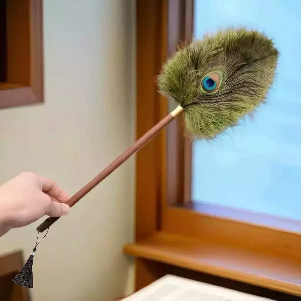 Preferred#Ostrich and peacock feather duster, vintage dust duster, household feather duster, dense b