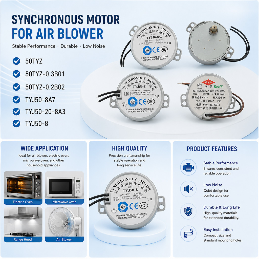Động cơ đồng bộ cho máy thổi khí TY-50A 50TYZ TYJ50-8A7 TYJ50-8 TYJ50-20-8A3 Lò nướng điện Lò vi són