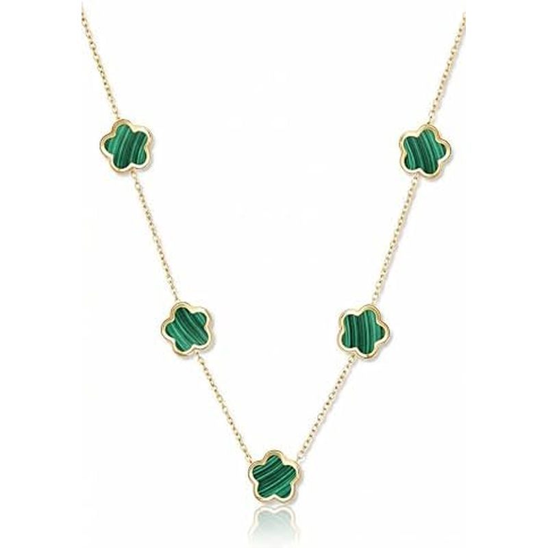 SHINYY 5 Leaf Clover Choker Necklace for Women | 18K Gold Plated Lucky Five Leaf Chain | Jewelry Gif