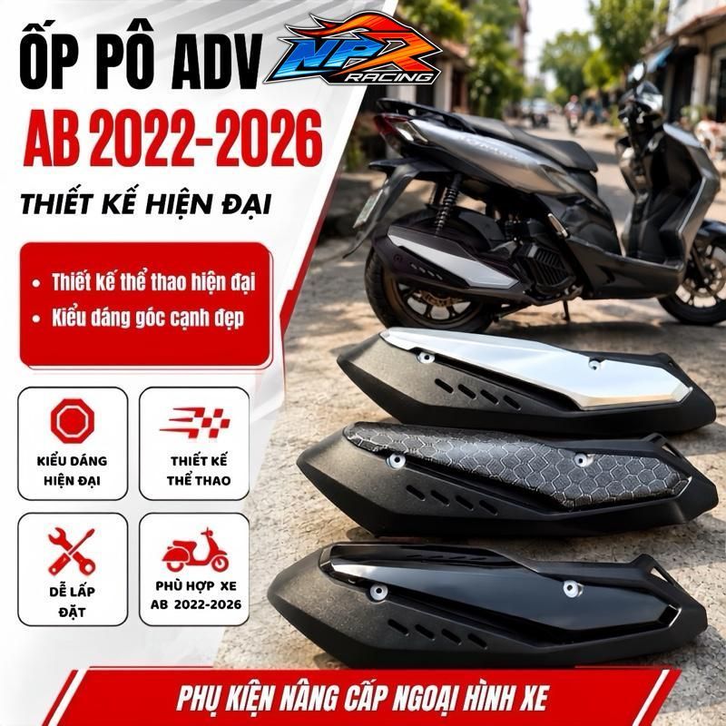Ốp Pô Che Pô AB 4Val 125 160 Mẫu ADV Siêu Đẹp - Thiết Kế Hiện Đại, Kiểu Dáng Góc Cạnh Đẹp, Phù Hợp X