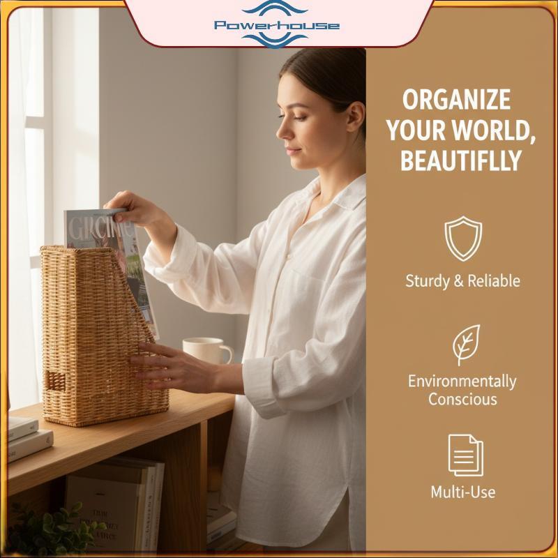 POWER Mây Desktop Organizer Handwoven File Holder Magazine Ra dùng cho văn phòng và gia đình.