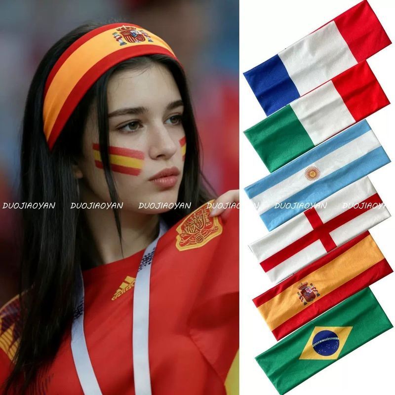 2026世界杯国旗发带足球主题运动发带球迷助威派对聚会弹力头巾7.172026 World Cup National Flag Headband Football Theme Sports Headb