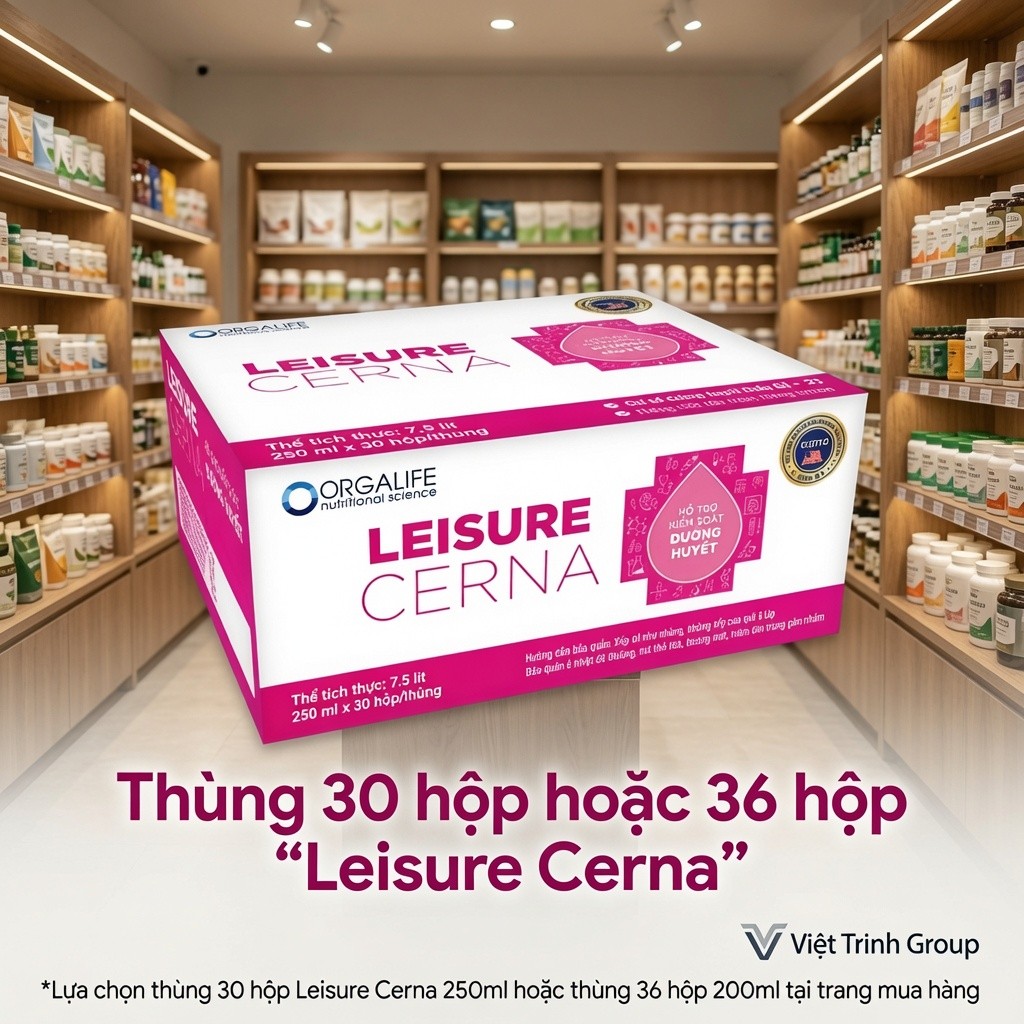 Thùng 30 hộp, 36 hộp Soup uống dinh dưỡng Leisure Cerna, kiểm soát đường huyết cho người tiểu đường