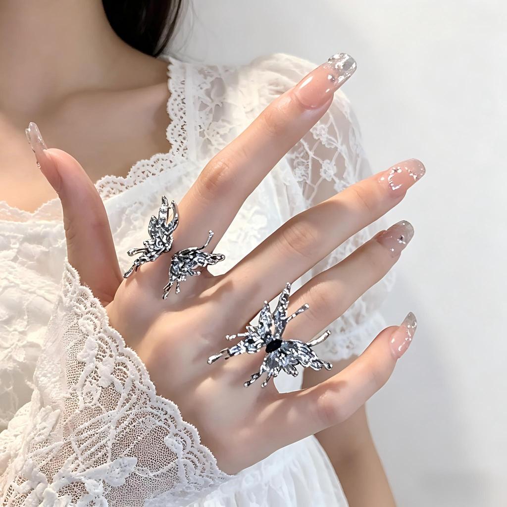 LEMON Liquid Butterfly Open Ring Nữ ins Niche Design Feel High-End Feel Cool Style Fashion Index Fin