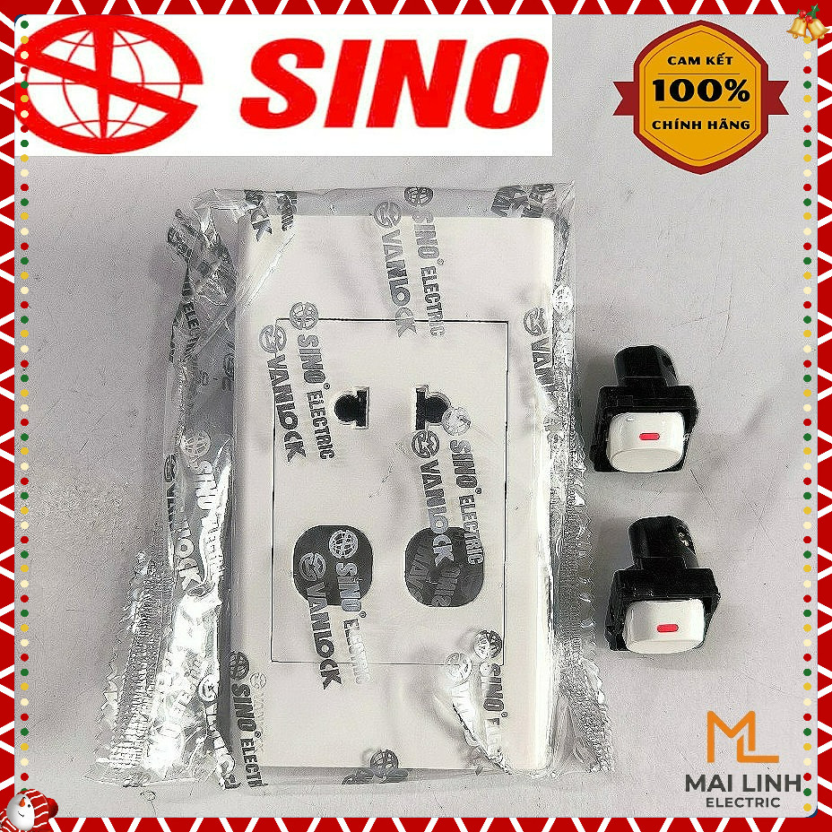 Mặt công tắc ổ cắm điện âm (nổi) tường SINO - Mặt 1 cổ cắm 2 công tắc - Công tắc 1 chiều -2 Chiều -H