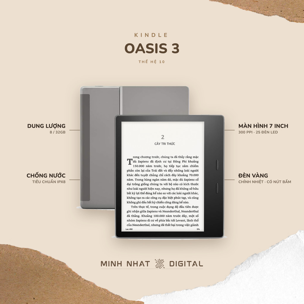 Máy đọc sách Kindle Oasis 3 (Tặng bao da)