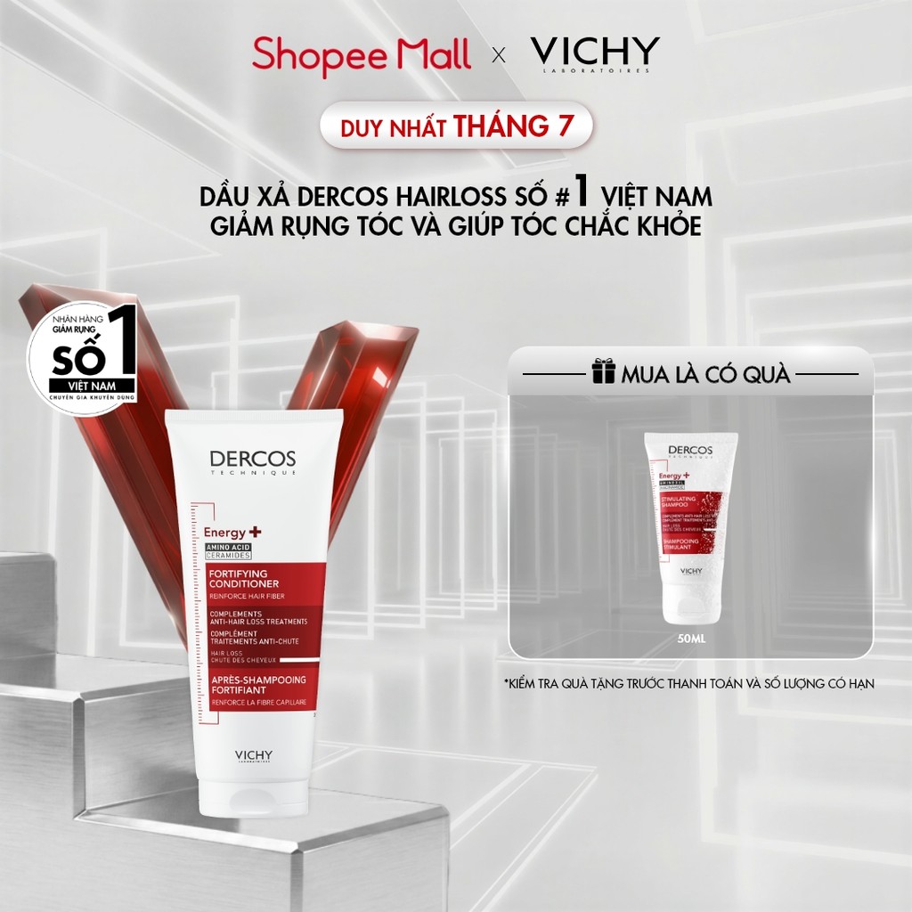 Dầu xả tăng cường dưỡng tóc chắc khoẻ, giảm gãy rụng Vichy Dercos Energy+ 200ml
